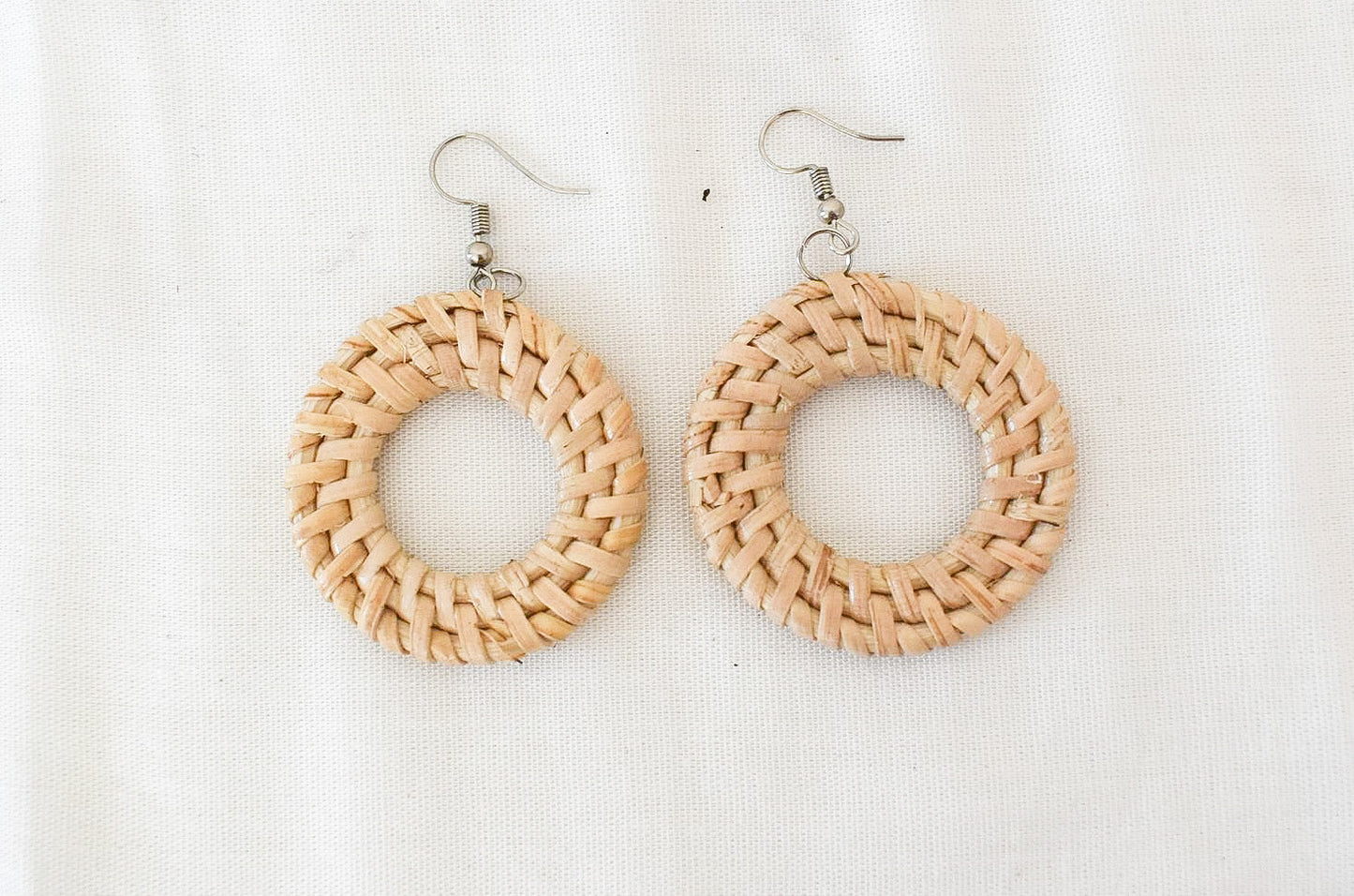 Tan Raffia Circle Earrings